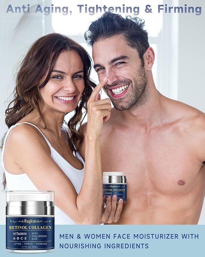 Retinol Cream for Face, Collagen Neck Creams for Tightening and Firming, Anti Aging Facial Moisturizer for Women & Men, Instant Face Lift Wrinkle Cream with vitamin c serum