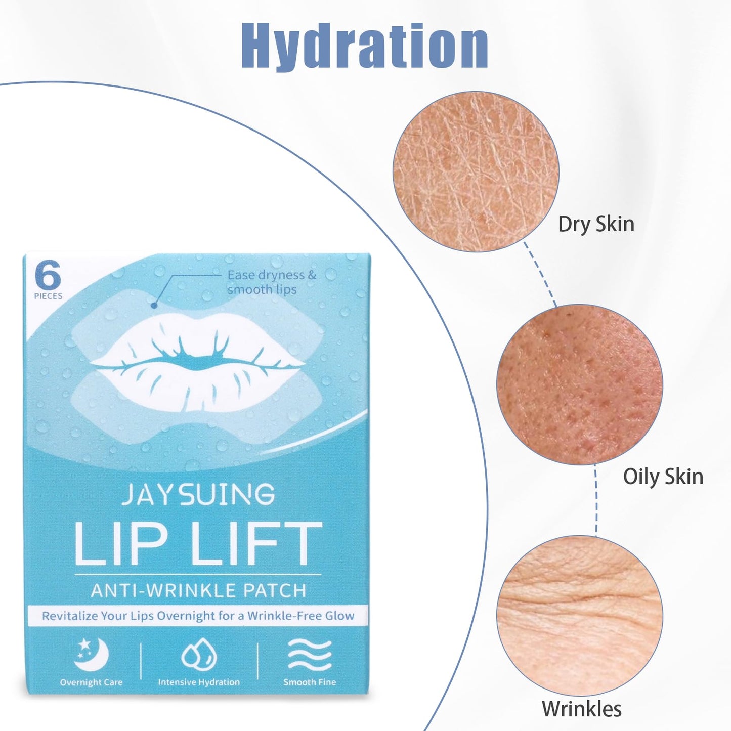 6 Pcs Anti Wrinkle Patches for Lip, Smile Line Patches, Smooth Fine Lines & Wrinkles, Gentle Soothing Moisturizing Silicone Patches for Wrinkles, Lip Mask Overnight, Primer Before Makeup Patch