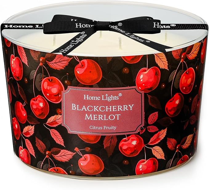HomeLights Scented Candles for Women & Men, 18oz Candle Jars Aromatherapy 4-Wick Candle, Ideal for Eclectic Mixed Styles Home Decor and Gifts, Champagne Cassis & Honey