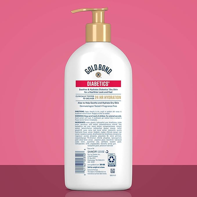 Gold Bond Diabetics' Dry Skin Relief Body Lotion, 13 oz., with Aloe to Moisturize & Soothe