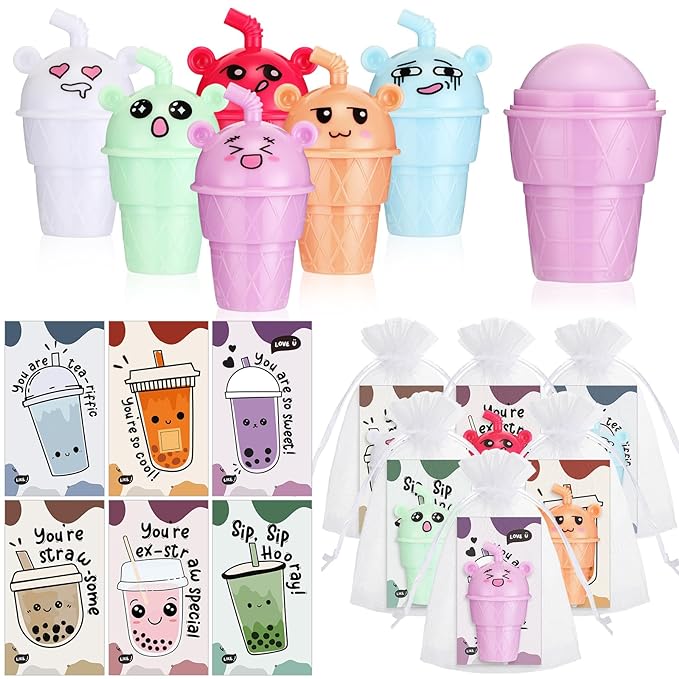 24 Sets Milk Tea Shaped Cute Girls