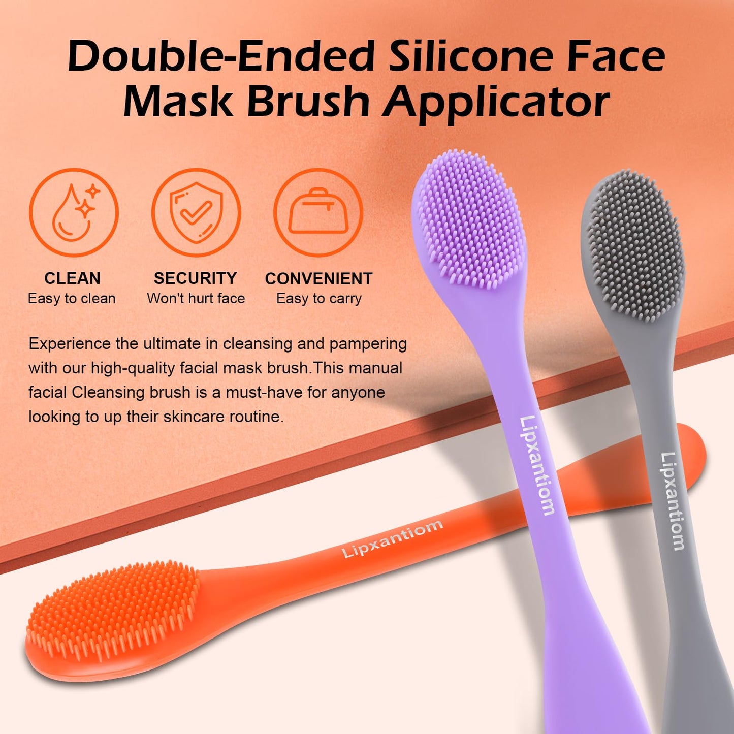 Lipxantiom 3 Pcs Silicone Face Mask Brush Applicator Mask Brushes for Facials Cleansing & Exfoliating,Facial Clay Mask Applicator Tool Mask Spatula Cream Skincare for Apply Cream,Lotion,Mud,Clay