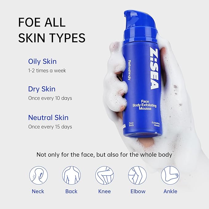 Z:SEA Face Wash, Gentle Exfoliating Cleanser with Hyaluronic Acid, Facial Foaming Cleanser Removes Dead Skin Cells for Soft, Smooth, Hydrated Skin (110ml/3.72 fl.oz.)
