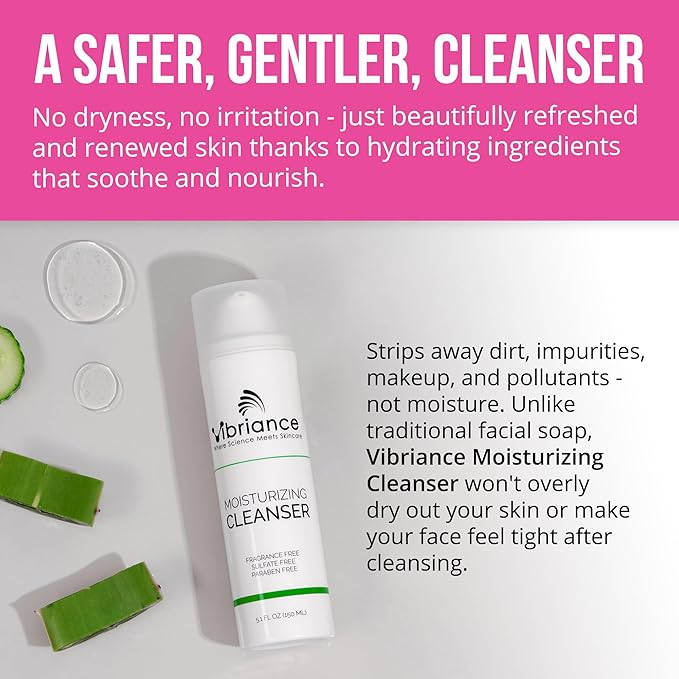 Vibriance Moisturizing Cleanser - Hydrating Sensitive Daily Face Wash, Gentle Facial Cleanser for Mature Skin, Women Over 50