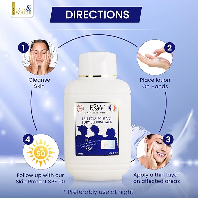 F&W Original Body Clearing Milk - 17 fl oz, Dry Skin Moisturizer for Fair Skin Tones