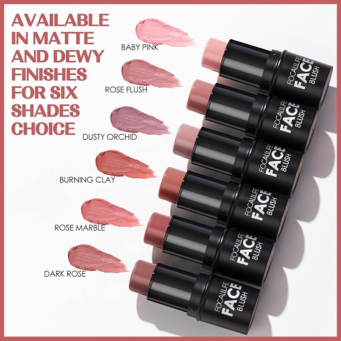 FOCALLURE Cream Blush Makeup,Buildable Blush Stick for Cheeks,Matte Stick,DARK ROSE