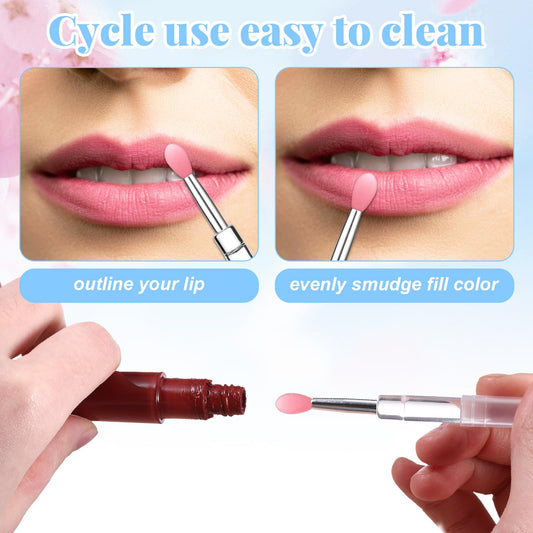 10 PCS Lip Brush, Silicone Lip Lipstick Applicator Brushes with Caps, Reusable Mask Applicator for Applying Lips Gloss Balm, Silicone Lips Scrubber