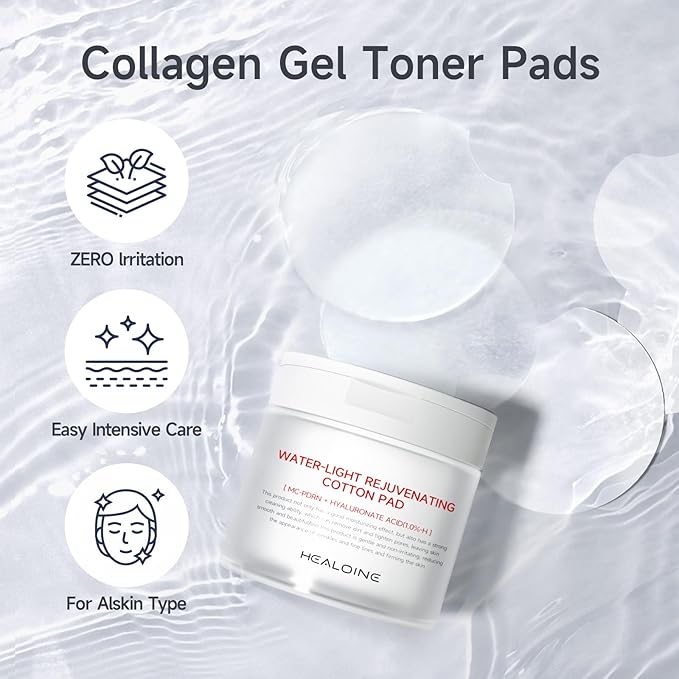 Rejuvenating Zero Pore Toner Cotton Pads with Hyaluronic Acid & MC-PDRN - Moisturizing Facial Korean Skin Care for Smooth Skin（100 Pads）