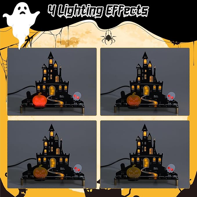 Halloween Music Castle Soldering Kit - DIY Ghost Castle Soldering Project Kit with 2 Lighting Modes & Spooky Sound, Fun Soldering Practice Kit for Teens Adults, Halloween Presents & Decoration