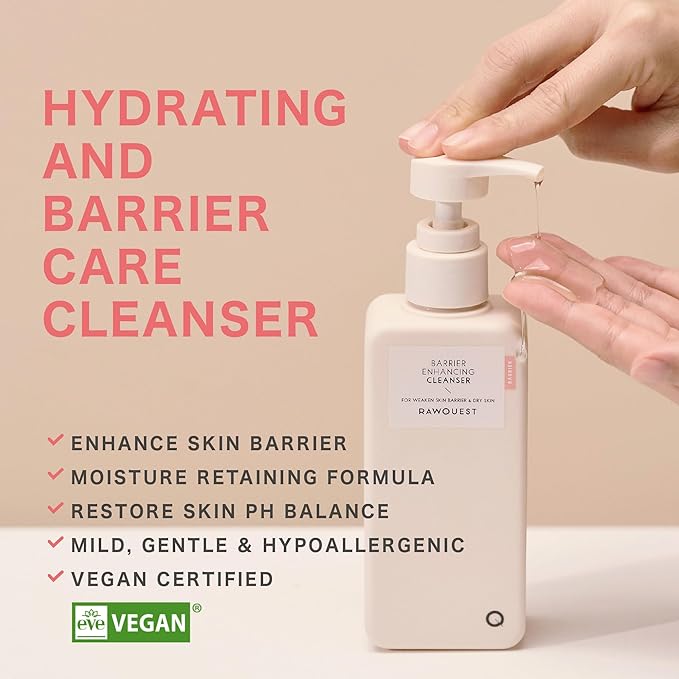 Barrier Enhancing Cleanser, Gentle Deep Pore Cleansing, Moisture Retention, Soothing, pH balance with Panthenol, Triple Hyaluronic Acid, SkinCare for Sensitive & Dry Skin(6.42 Fl. Oz/190ml)