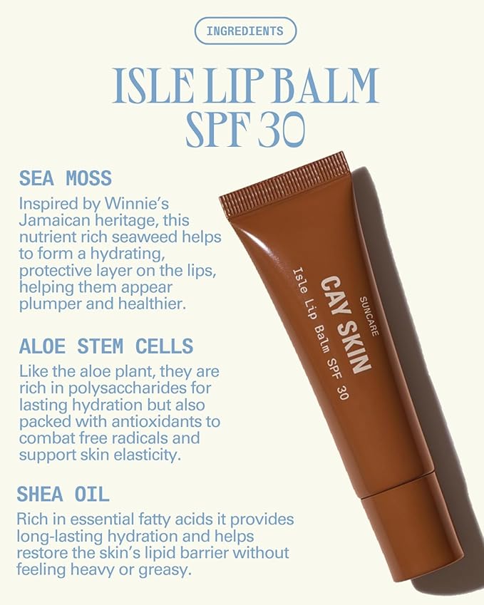 Cay Skin Isle Lip Balm SPF 30 – High Shine, Hydrating + Sheer Lip Gloss in Vanilla Brown Sugar Flavor – Formulated with Natural Ingredients for All Skin Tones – 3-Pack, Rose, Berry, Clear