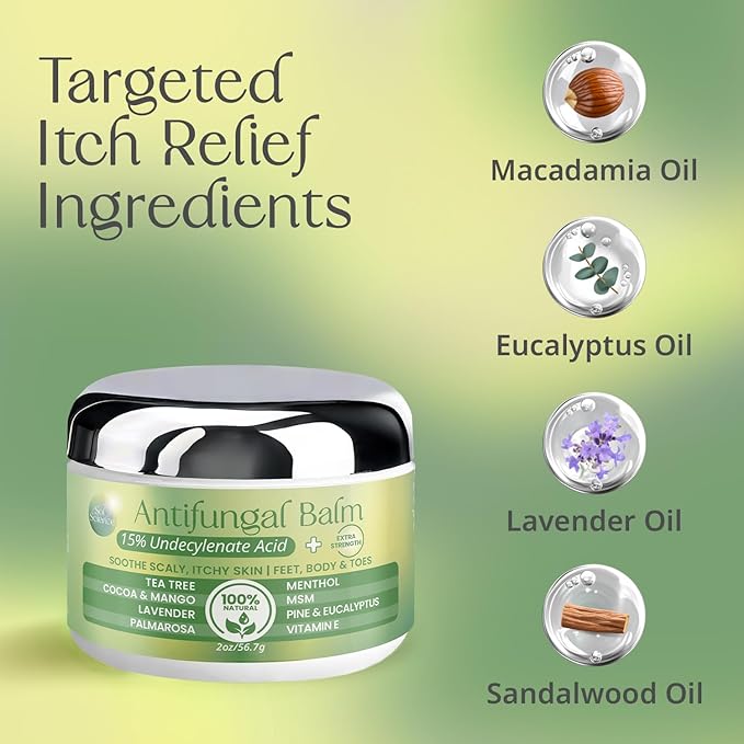 PURPLE CANYON Anti Fungal Balm with 15% Undecylenic Acid – Natural Antifungal Cream for Athletes Foot, Jock Itch & Ringworm – Soothing Relief with Tea Tree, Menthol & Healing Essential Oils