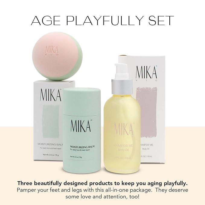 Pamper Me Luxury Bundle Body Oil Foot Balm Massage Ball | 3-Piece Beauty Kit with Organic Body Oil for Dry Skin Foot Balm for Dry Cracked Feet and Massage Ball | Clean Beauty, Vegan and Paraben Free