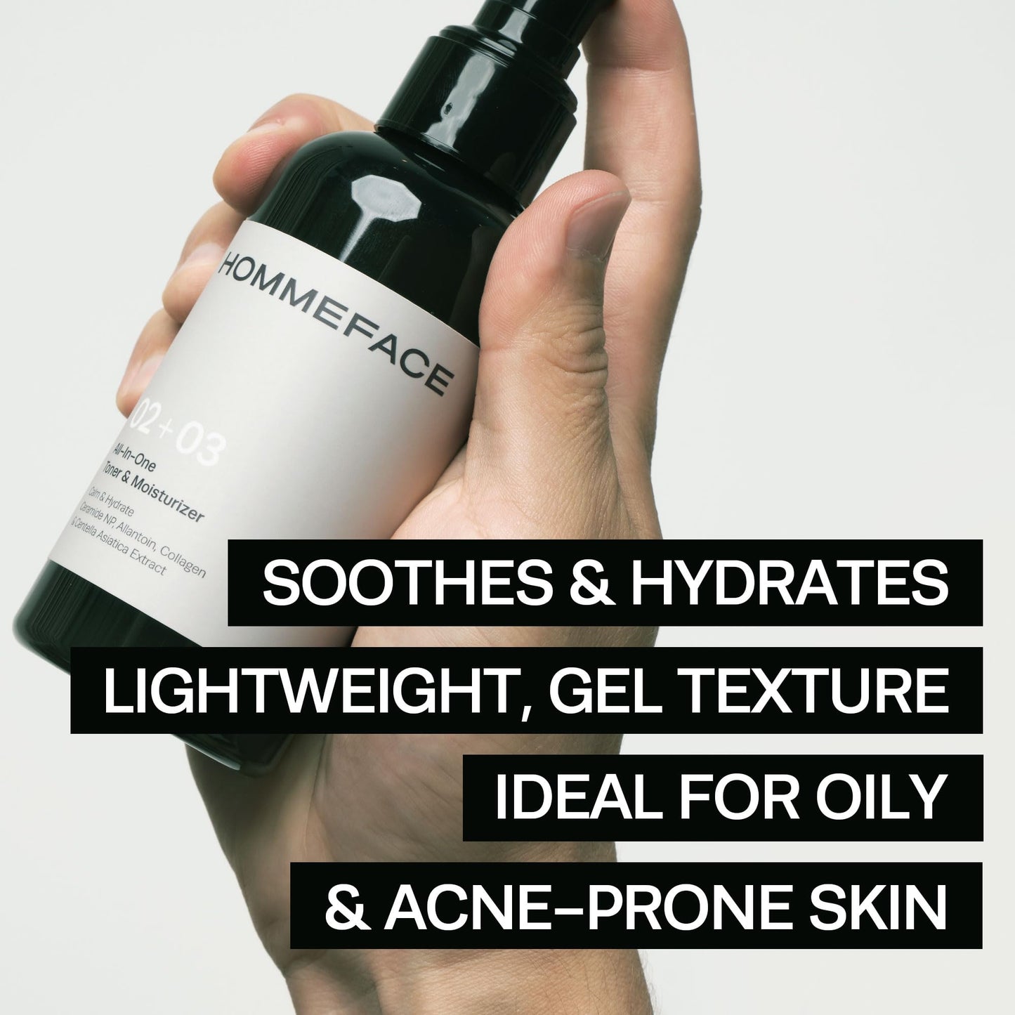 HOMMEFACE Men’s All-in-One Face Toner & Moisturizer, 5.07 fl oz - Lightweight, Alcohol-Free, After Shaving - Korean Skincare Technology with Collagen, Ceramide & Witch Hazel