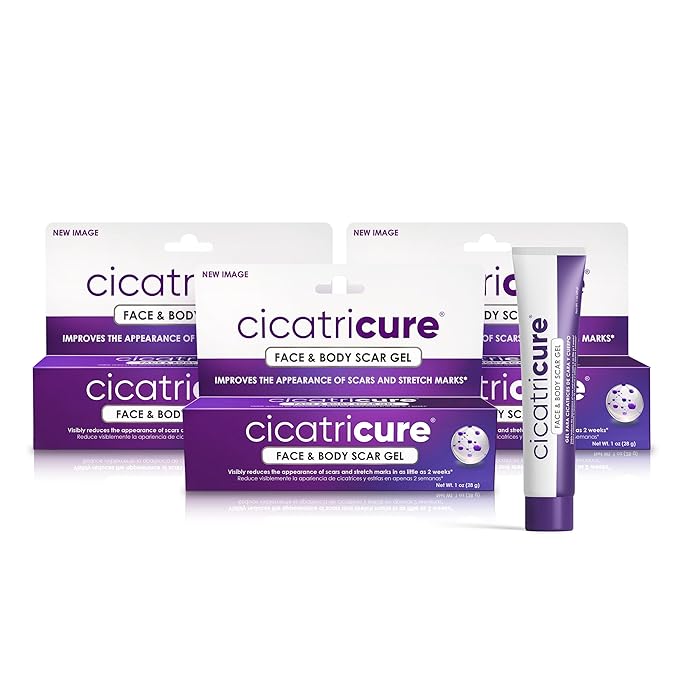 Cicatricure Advanced Scar Gel for Face & Body - Proven Results in 2 Weeks, Scar Treatment for Surgical Scars, Stretch Marks, Scars of Burns and Injuries, Acne Scar Treatment, 1 oz (28 g) - Pack of 3