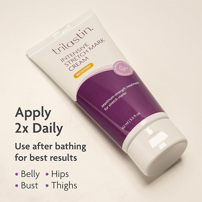 TriLASTIN Stretch Mark Cream for Pregnancy - 5.5 Oz Tube - Vitamin-Infused Cocoa Butter Formula - Intensive Scar Treatment - Hypoallergenic & Paraben-Free