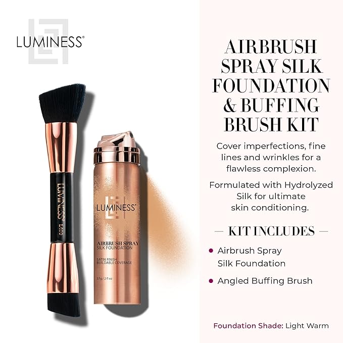 LUMINESS Silk Airbrush Spray Foundation & Buffing Brush Light Warm)