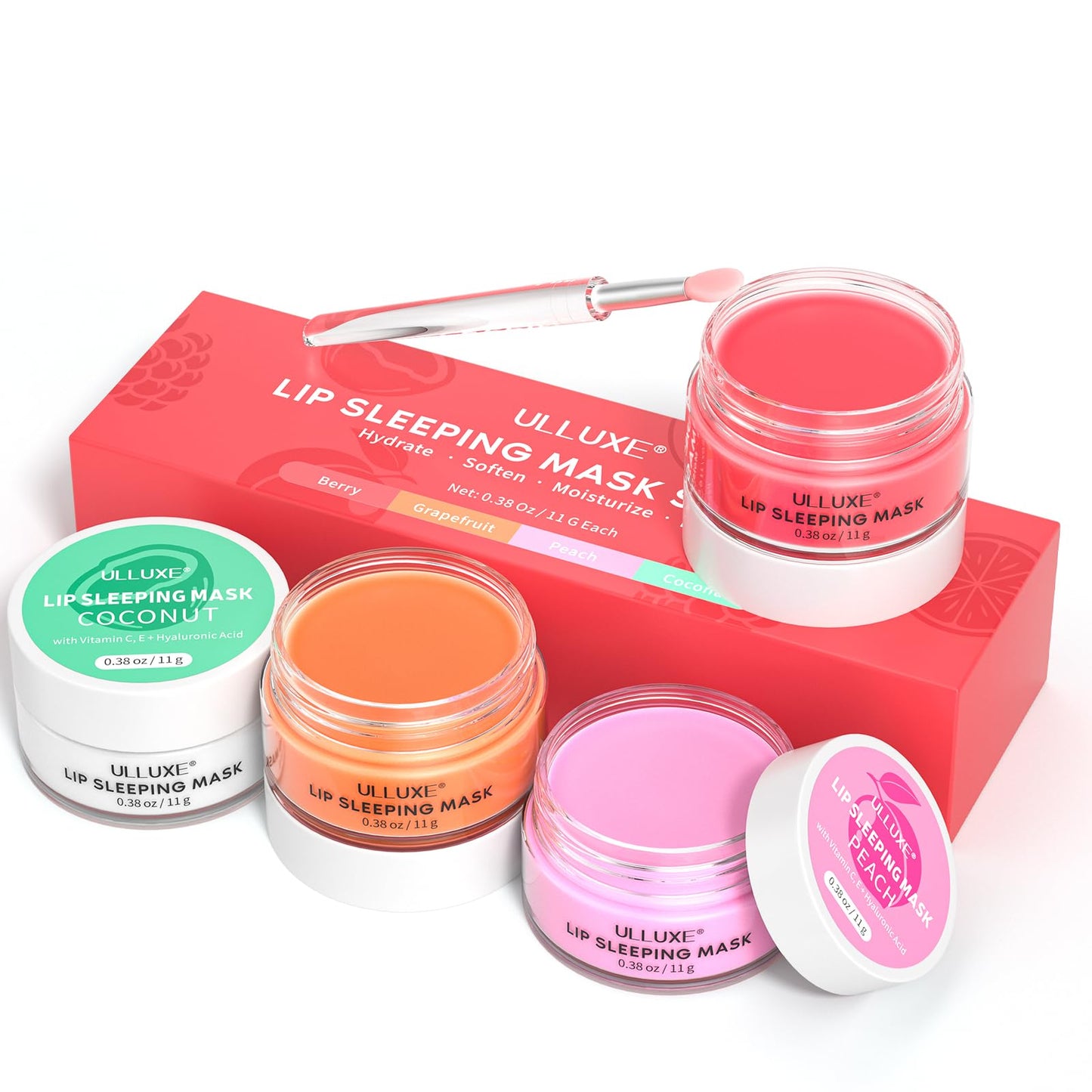 Lip Mask Set 4 Pcs, Overnight Lip Sleeping Mask with Shea Butter, Hyaluronic Acid & Vitamin C Nourishes Hydrates Dry, Flaky Lips, Moisturizing Lip Repair Balm & Butter, Lip Care Gift for Women