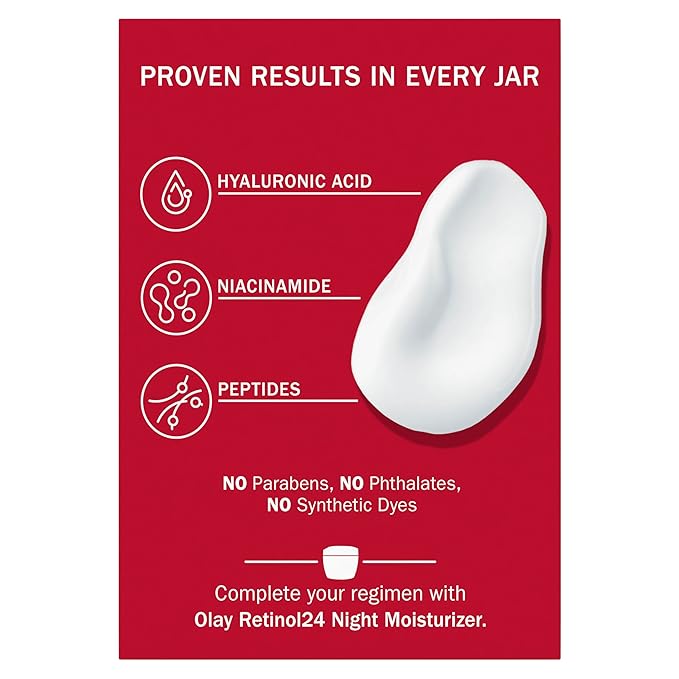 Olay Hyaluronic Acid Face Moisturizer, Instant Hydration for Women, Fragrance-Free - Dry Skin Solution, Glowing, Smoothing, Plumping, Renewing - Niacinamide, Amino Peptides 1.7 Oz