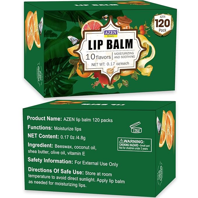 AZEN 120 Pack Lip Balm, Natural