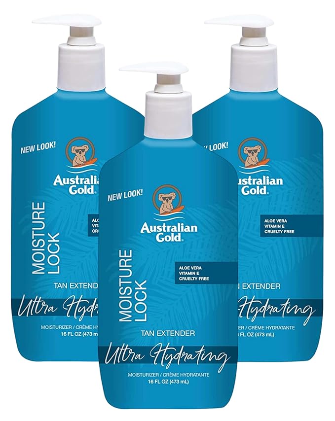 Australian Gold Moist Lock Tan Extender 16 Ounce Pump (473ml) (Pack of 3)