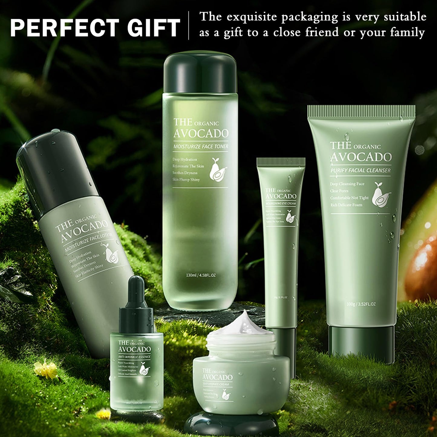 XINGXYUEL Avocado Skincare Set for Teen Girls Hydration Facial Skincare Gift Set with Cleanser,Toner,Lotion,Face Serum,Eye Cream,Face Cream,Anti-Aging Skin Care Set for Women