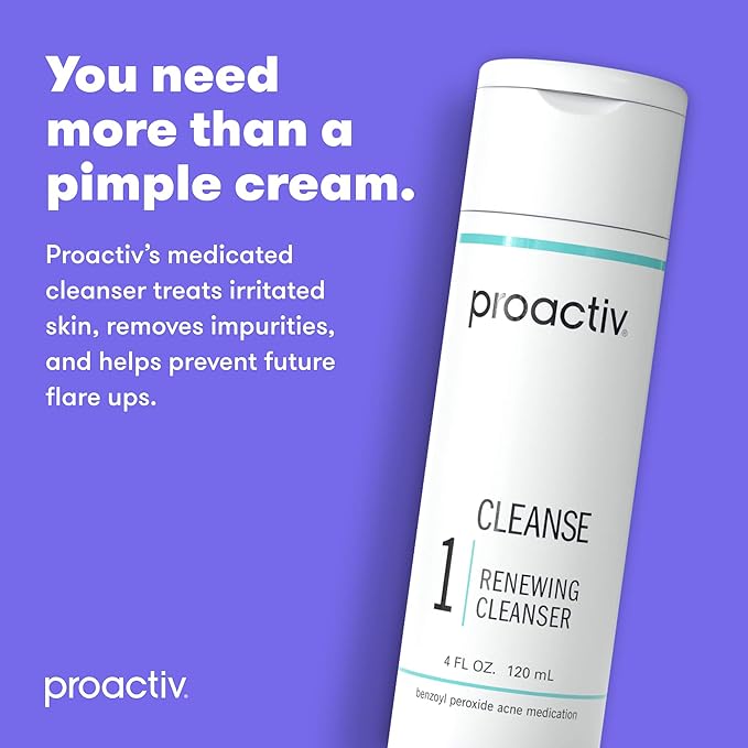 Proactiv Acne Cleanser - Benzoyl Peroxide Face Wash and Acne Treatment - Daily Facial Cleanser and Hyularonic Acid Moisturizer with Exfoliating Beads - 60 Day Supply, 4 Oz