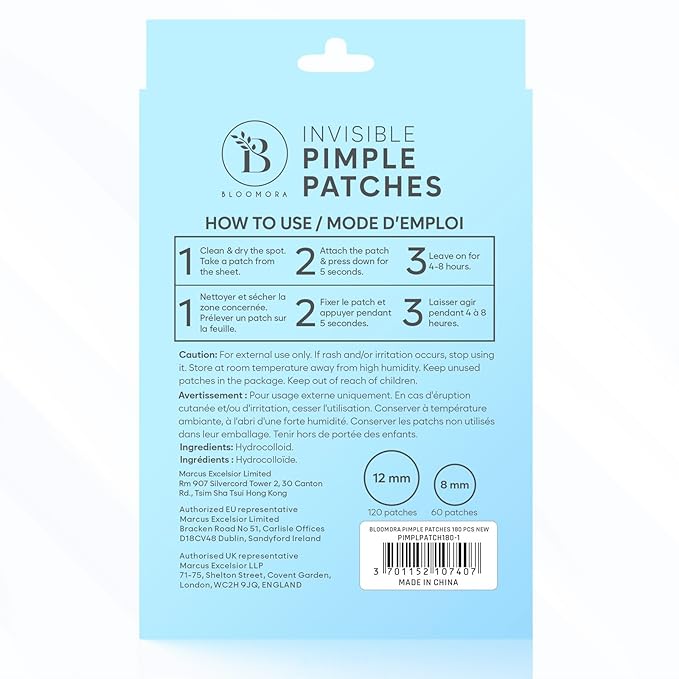 Invisible Pimple Patches for Face (180 Count), Zit Patches for Blemishes, Hydrocolloid Bandages, Zit Stickers for Face - S/L Sizes