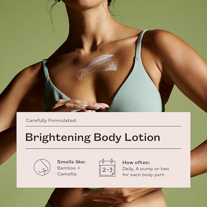 frank body Brightening Body Lotion | With Vitamin C, Kakadu Plum & Vitamin B5 | Evens Tone, Brighten Dark Spots & Hyperpigmentation | Vegan & Cruelty Free | Bamboo & Camellia Scent | 250ml /8.45 fl oz
