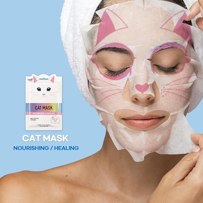 Epielle Animal Character Sheet Masks 6 Pack, Moisturizing & Rejuvenating Face Mask with Hyaluronic Acid & Vitamin E, Korean Skin Care, Girls Spa Party Favors, Sleepover, Self Care Gifts for Women
