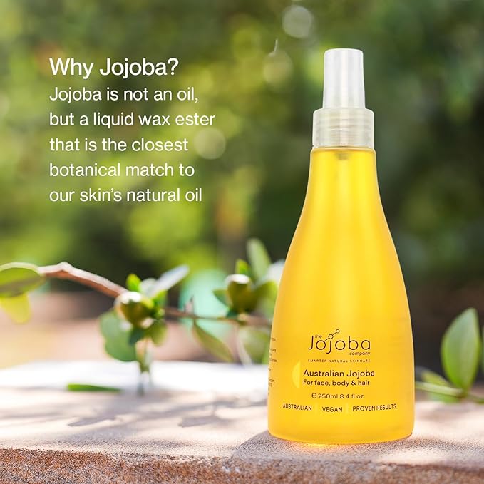 Jojoba 100% Pure Australian Oil 250ml – Cold-Pressed Natural Oil for Face, Hair & Body – Lightweight, Non-Greasy, Hypoallergenic Moisturizer – Sustainably Grown & Bottled in Australia (250ml)