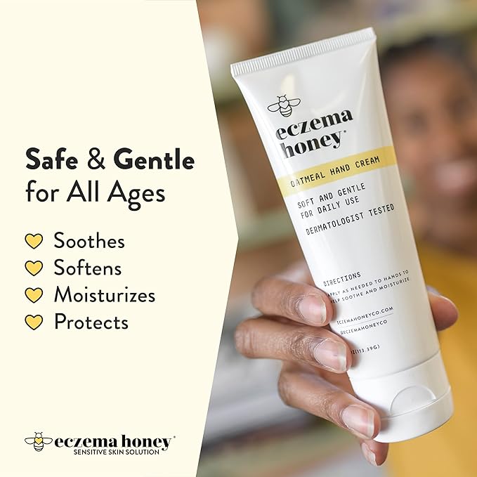ECZEMA HONEY Oatmeal Hand Cream - Natural Hand & Body Lotion for Eczema Rash Relief - Eczema Cream for Dry, Itchy, Sensitive, & Irritable Skin (4 Oz)