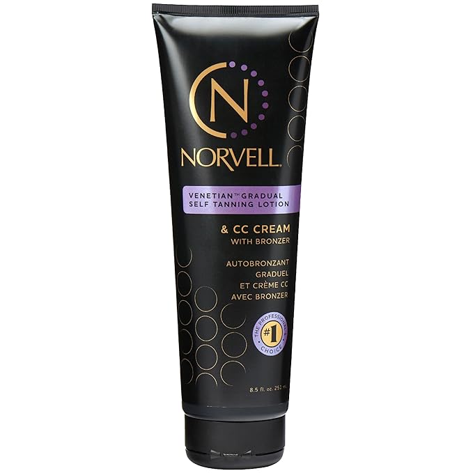 Norvell Venetian Sunless Self Tanner Gradual Color Extender Moisturizing Lotion, 8.5 fl.oz - Self Tanning Cream with Violet and Brown Tone, Instant Bronzers Fake Tan