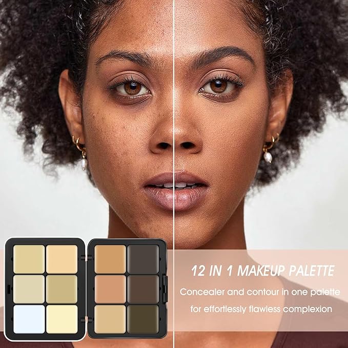 12 Colors Cream [Contour+Concealer] Makeup Palette for Cheeks
