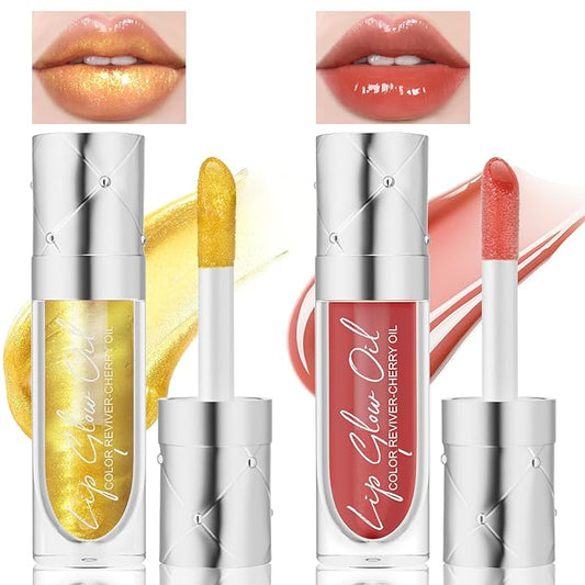 2pcs Hydrating Lip Glow Oil Set Plumping Tinted Hydrating