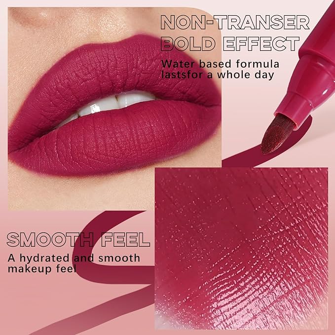 Lip Stain Marker,Nude Plum Lip Tint Stain Pen Liner,Hydrating
