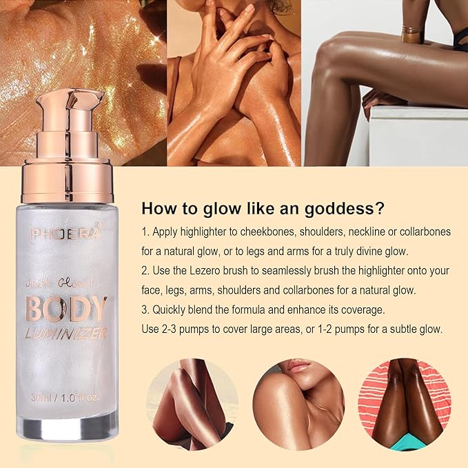 Body Shimmer Oil, Waterproof Long Lasting Moisturizing Bronze Platinum #05) 1oz