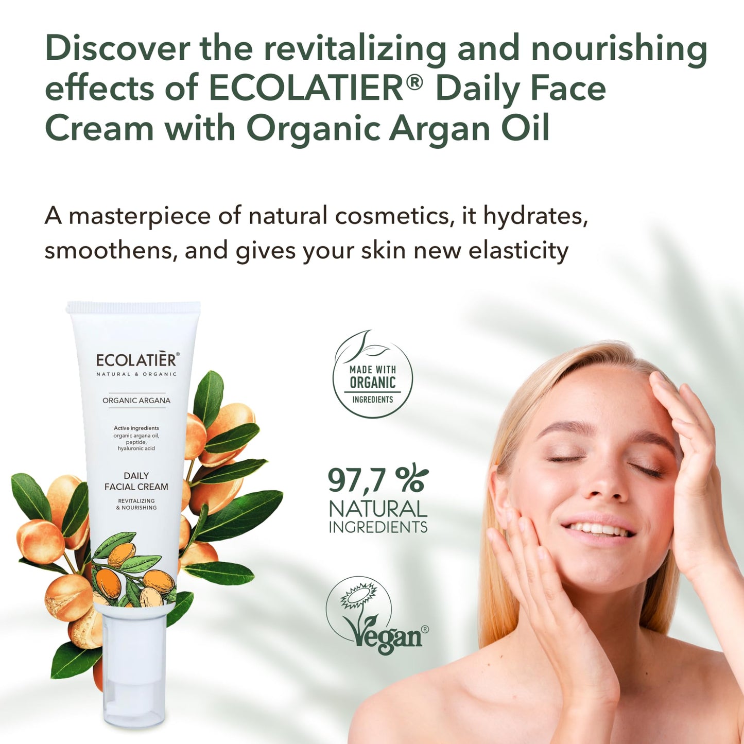 ECOLATIÈR Shower Oil, Facial Foam Cleanser & Daily Facial Cream - Revitalizing & Nourishing Organic Argana Bundle - Hydrating, Anti-Aging & Skin Elasticity Boost Care Set