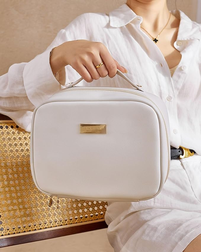 EACHY Travel Makeup Bag,Large Capacity Cosmetic Bags for Women,Waterproof Portable Pouch Open Flat Toiletry Bag Pattern Makeup Bag