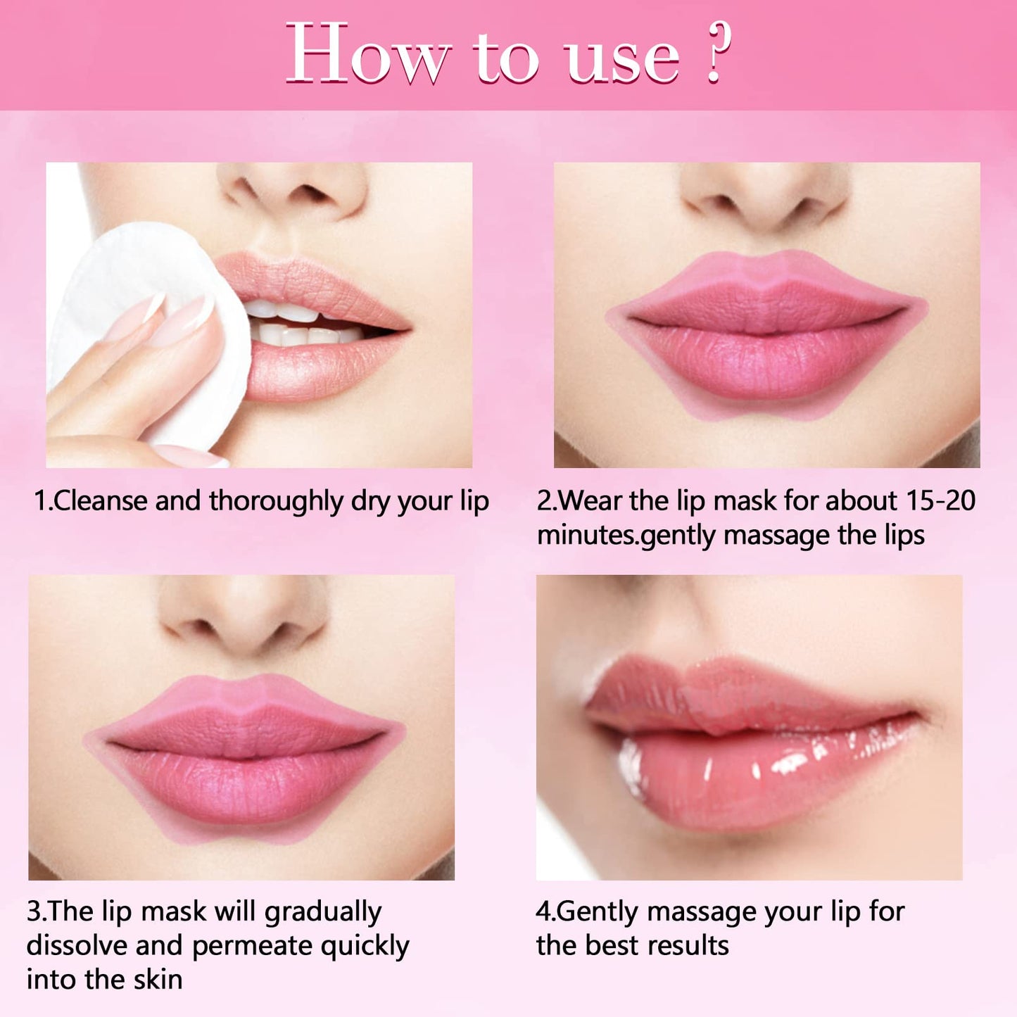 50PCS Lip Mask Sheet,Collagen Crystal Lip Masks,Pink Lip Care Pads Mask for Moisturizing Nourishing,Anti-Aging & Anti-Wrinkle,Lip Gel Patches Pads for Dry Lip,Remove Dead Skin