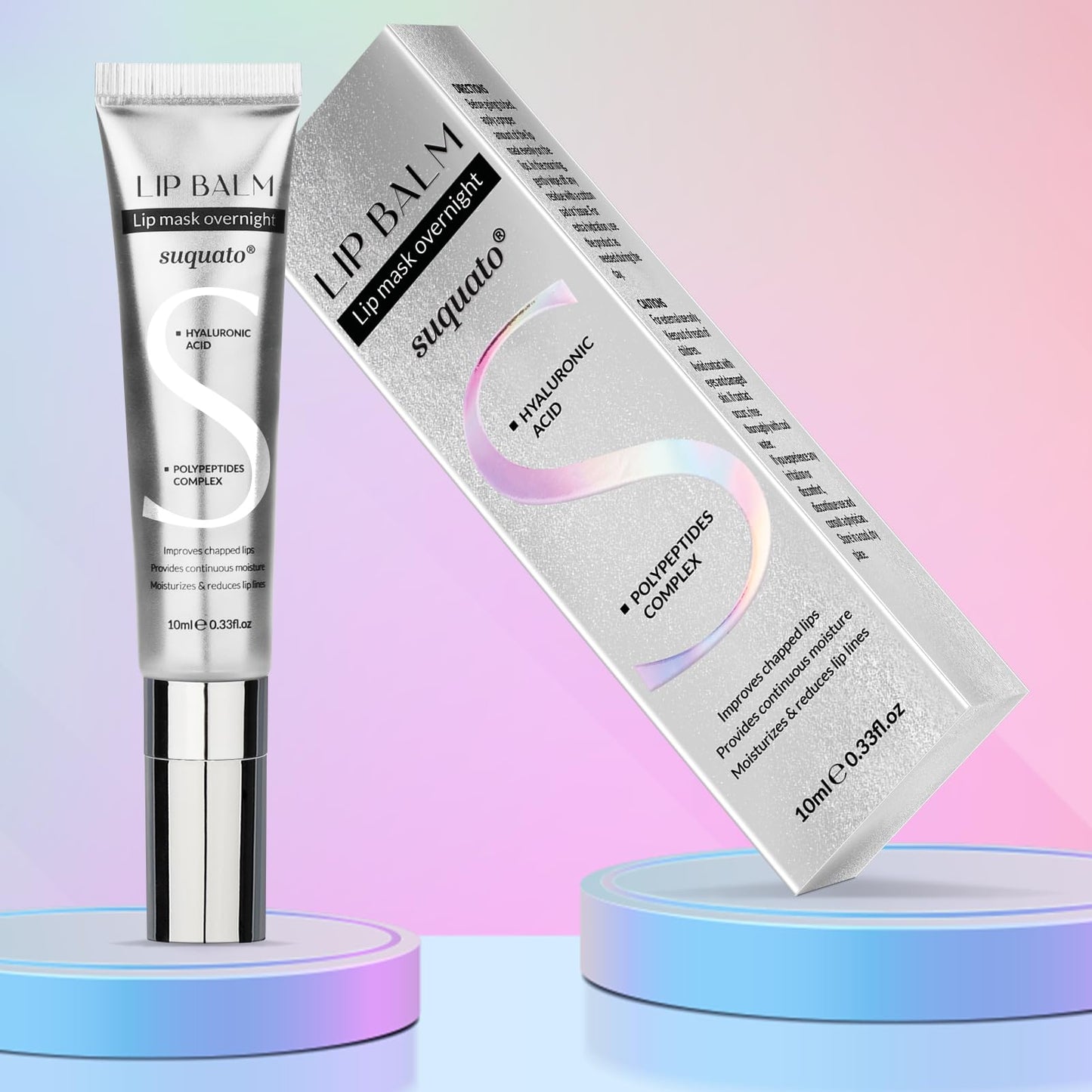 Peptide Lip Treatment Butter Balm: Mini Plumping Gloss Set for Dry Care, With Hyaluronic Acid and Mask Overnight for Glowy Skin, Travel Size Night Hydrating Balm