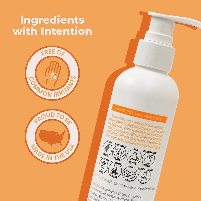 Cleure Body Lotion for Sensitive Skin - Daily Moisturizer with Shea Butter & Vitamin E - Fragrance Free, Gluten Free, Paraben Free (8 oz, Pack of 2)