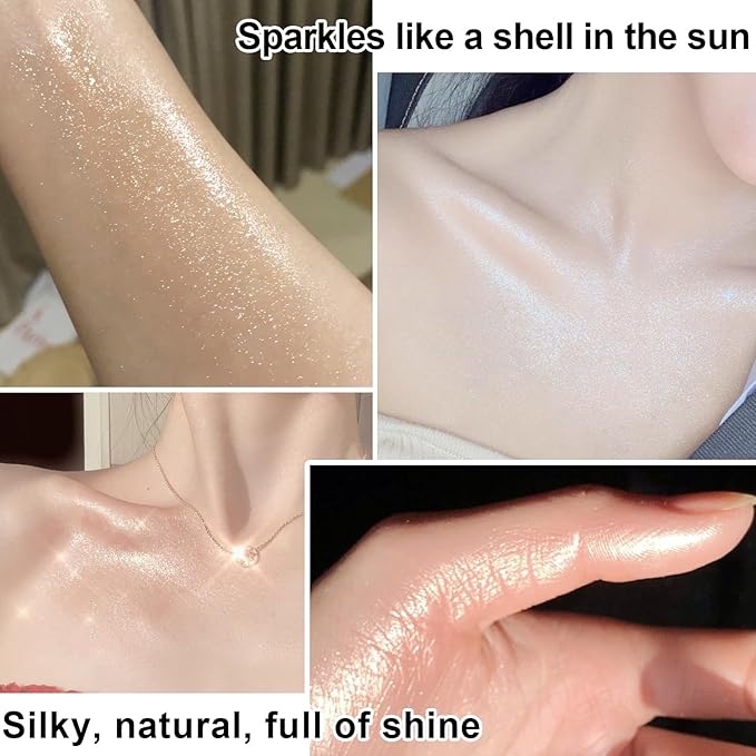 Glitter Powder Highlighter Makeup, Fairy Highlight Shimmer Body Pearl White)