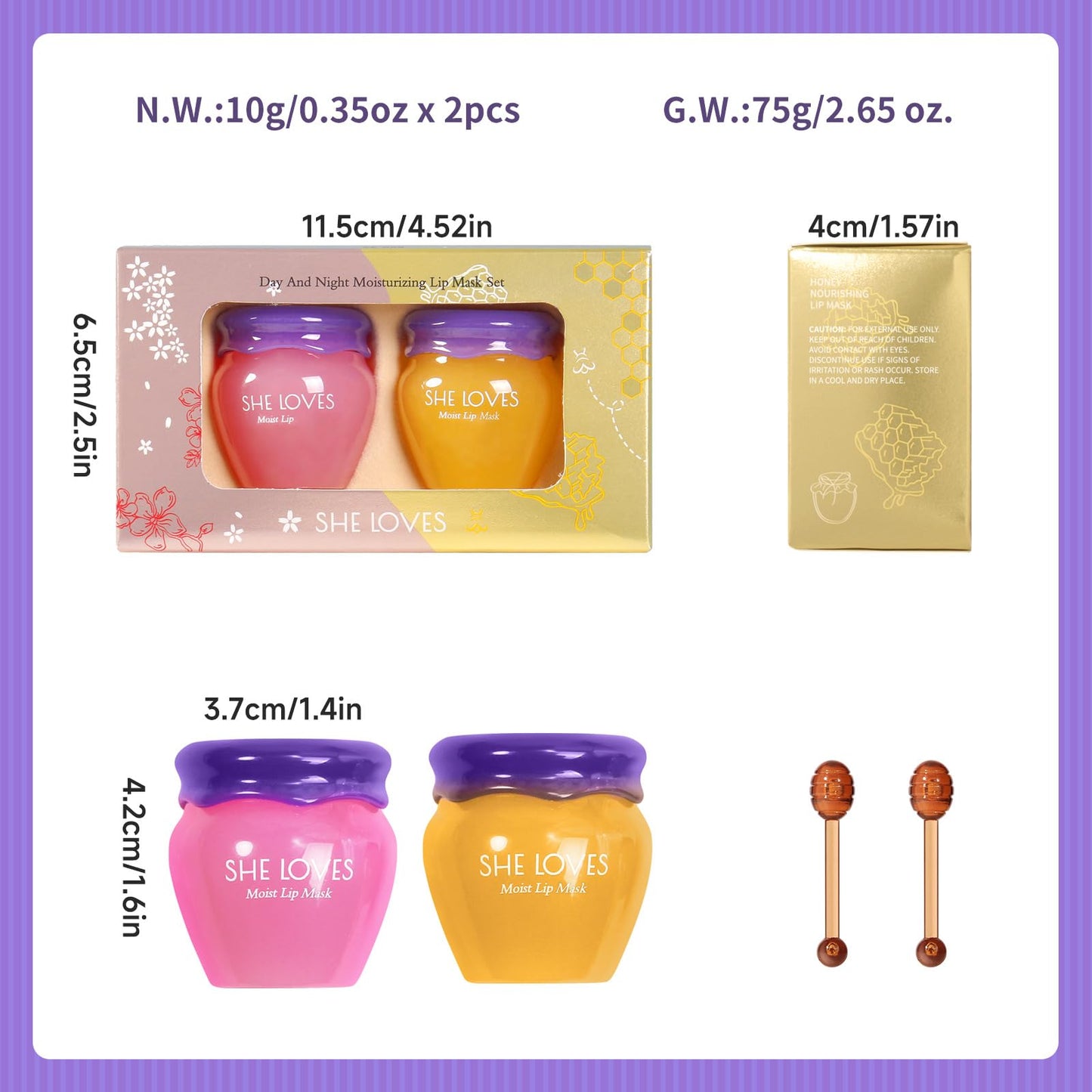 2 Bottles Sakura & Honey Lip Balm, Day & Night Repair Deep Moisture and Fade Lines, Rich in Vitamin E & Cherry Blossom Extract Beeswax Essence Natural Enhancer Care Sleeping Mask