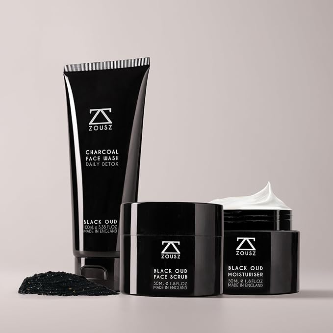 Black Oud Charcoal Face Wash for Men – Daily Detox Activated Charcoal Face Cleanser – Premium Mens Skincare – Refreshing Face Wash Gift for Men, 100ml