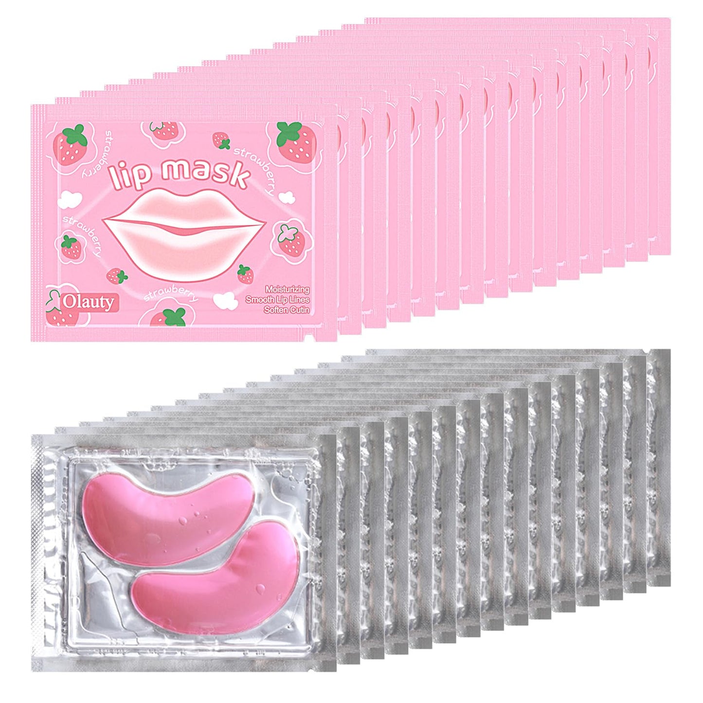 30 Pairs Eye Masks & Lip Masks, Crystal Collagen Under Eye Patches for Puffy Eyes, Moisturizing Lip Mask Pink Lip Pads for Lip Spa Daily Labial Mask Eye Patches for Reducing Fine Lines & Dark Circles