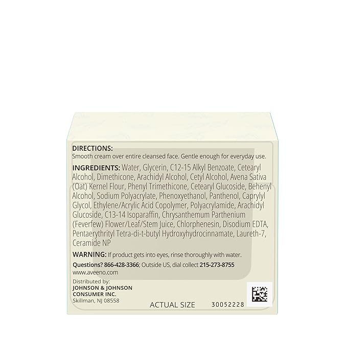 Aveeno Calm + Restore Facial Moisturizer Face Cream for Redness Relief, Non-Comedogenic, Ceramide & Vitamin B5, Hydrating for Dry, Sensitive Skin, Hypoallergenic, Fragrance-Free, 1.7 oz