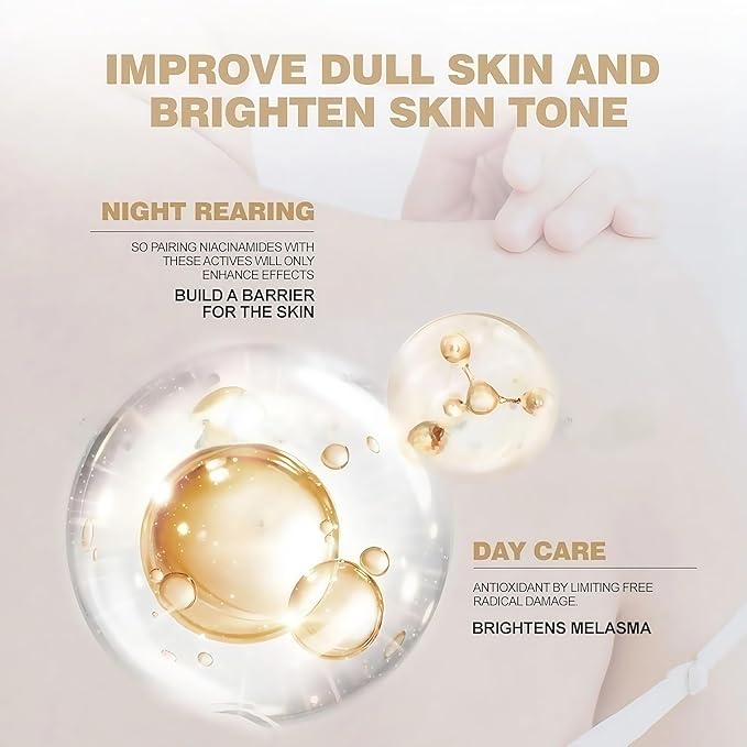 Ashley Shine Niacinamide Serum Moisturizes Skin Care 2 in 1 for Face and Body，Brightening Serum for Dark Spots, Body, Fine Lines & Wrinkles 17.58Fl Oz