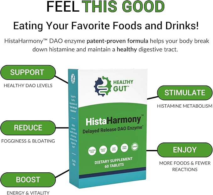 HistaHarmony | Delayed Release DAO Diamine Oxidase Histamine Support Enzyme | 30,000 HDU | 60 Servings