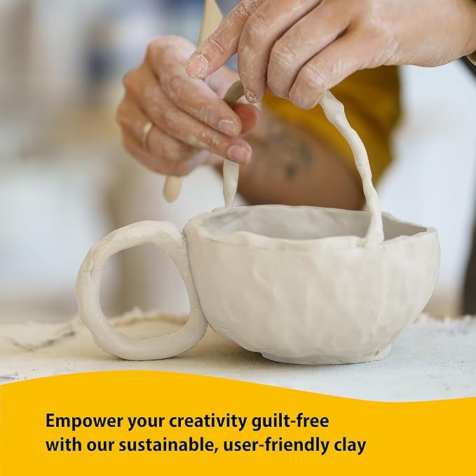 POTTREATIVE Air Dry Clay Pottery Kit - Home DIY Pottery Starter Kits with Air-Dry Clay，Sculpting Pottery Tools and Step-by-Step Guide - Great for Date Night, Arts Crafts Hobby